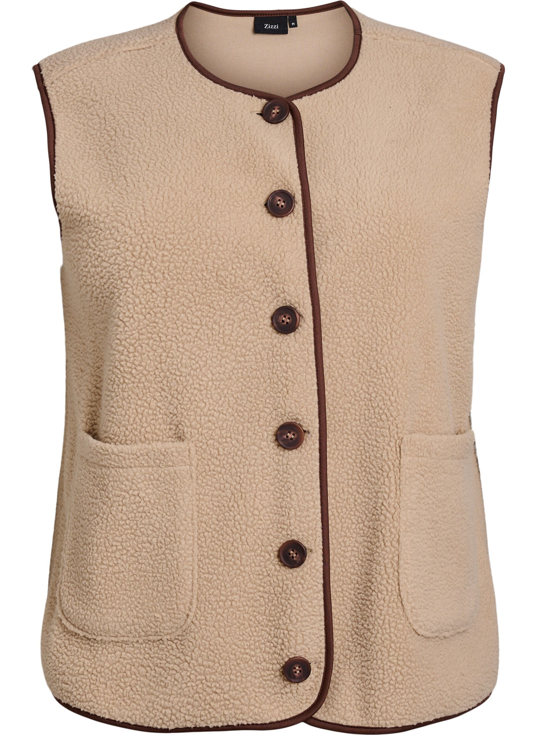 V&auml;st i teddyfleece med kontrastkanter