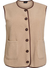 V&auml;st i teddyfleece med kontrastkanter, Beige