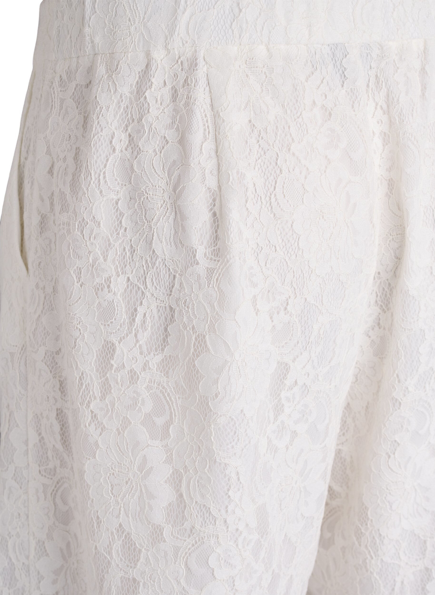 Zizzi Bermudashorts i spets med h&ouml;g midja, Vanilla, Packshot image number 3