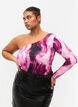 One shoulder-topp med tryck, Raspberry Rose AOP, Model image number 0
