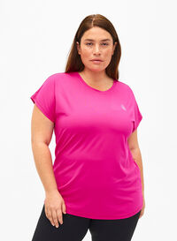 Kortärmad tränings-t-shirt, Neon Pink Glo, Model