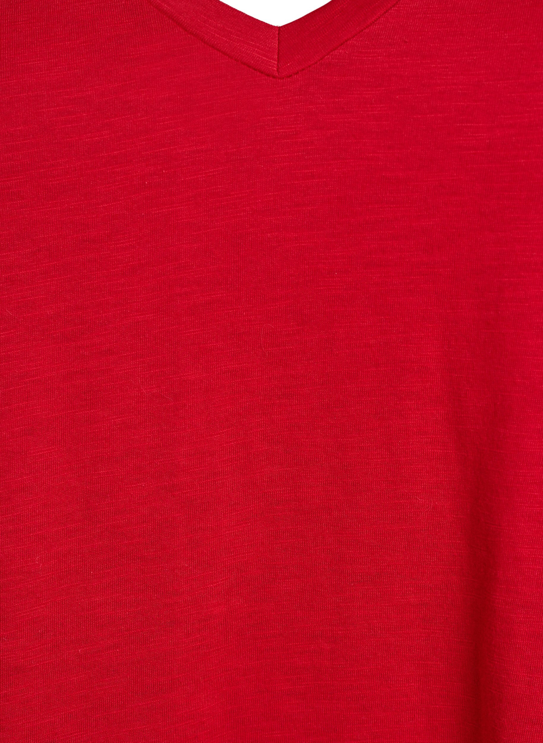 ZizziKort&auml;rmad enkel t-shirt med v-ringning, R&ouml;d, Packshot image number 2