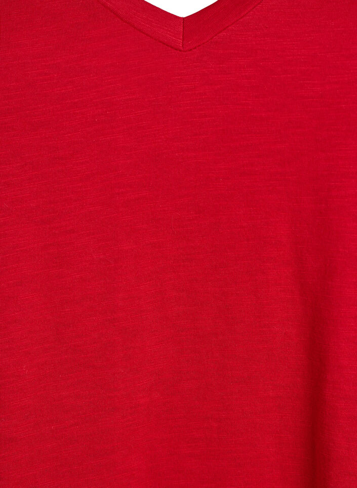 Kort&auml;rmad enkel t-shirt med v-ringning, R&ouml;d, Packshot image number 2