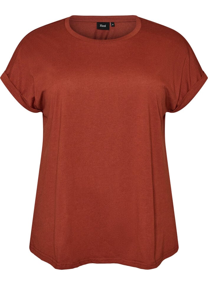 Kort&auml;rmad t-shirt i bomullsmix, R&ouml;d, Packshot image number 0