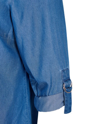 Skjorta med 3/4-ärmar och rund hals, Medium Blue Denim, Packshot image number 2
