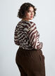 Blus i mesh med tryck, Brun, Model image number 2