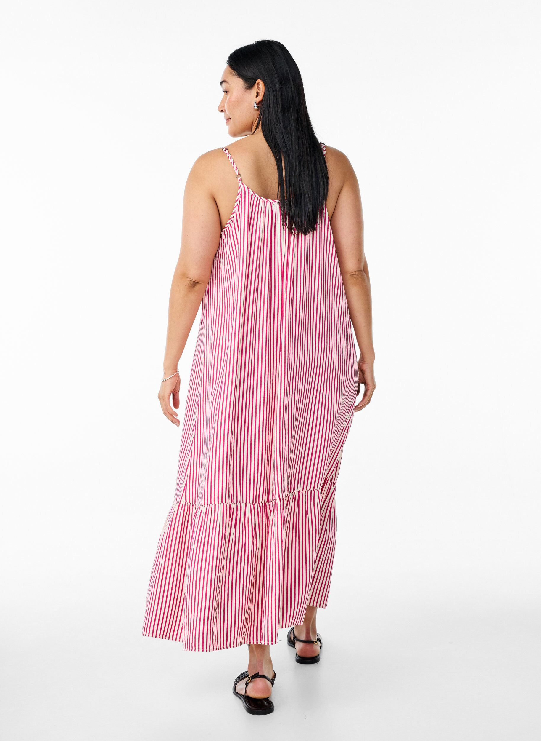 ZizziA-linjeformad sommarkl&auml;nning med r&auml;nder, Rosa, Model image number 1