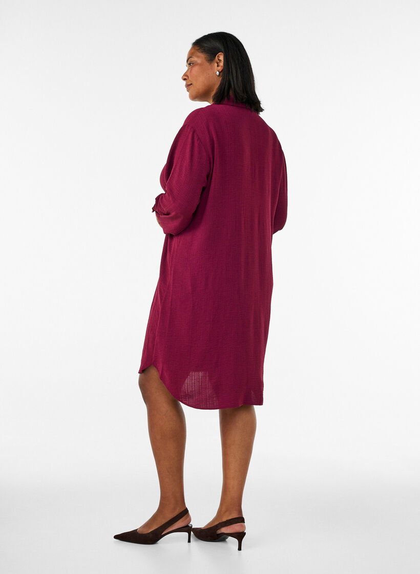 L&aring;ng skjorta med l&auml;tt struktur, R&ouml;d, Model image number 2