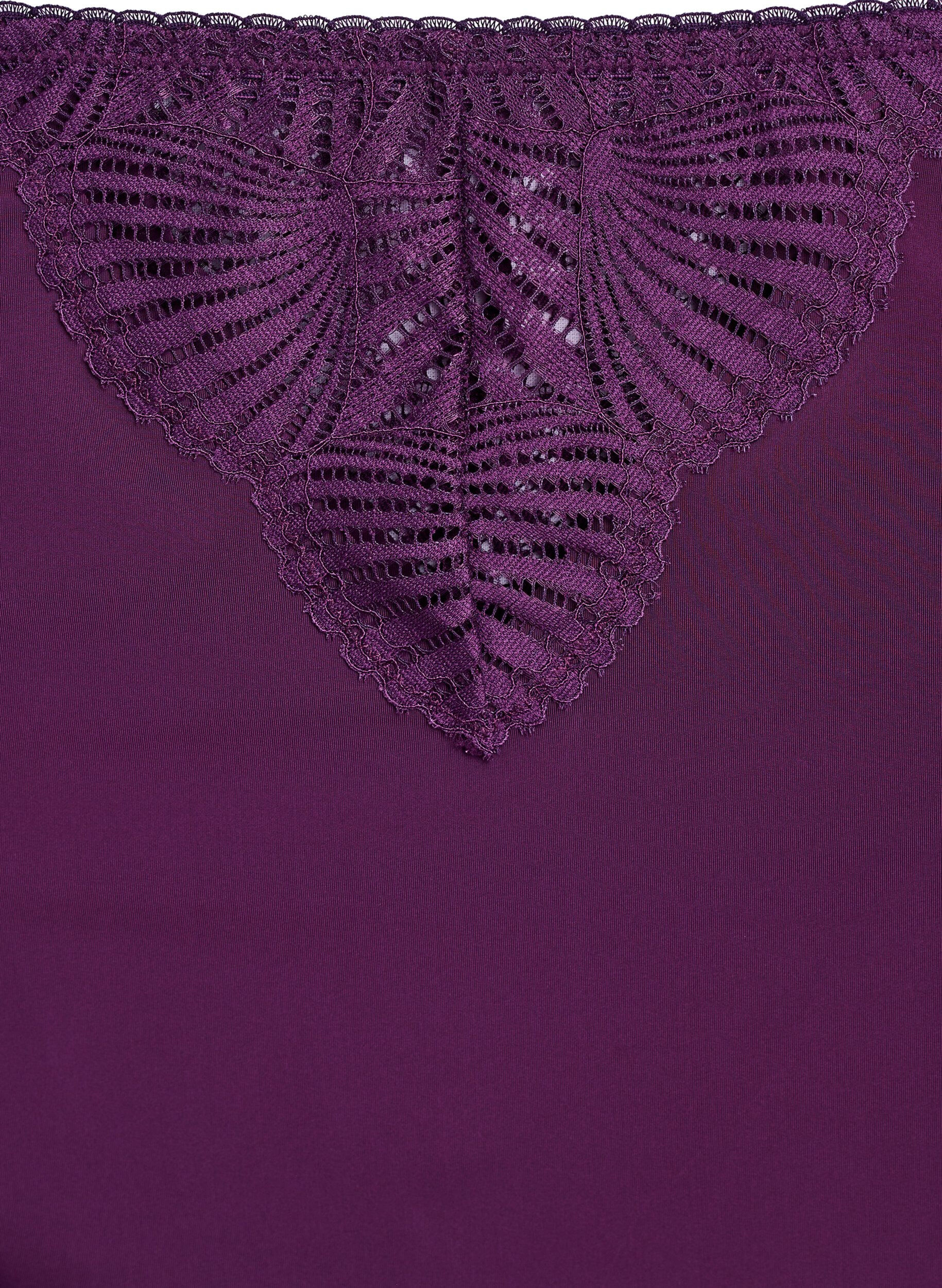 Zizzi Trosor i mikrofibermaterial med spetsdetaljer, M&ouml;rk Bordeaux, Packshot image number 2