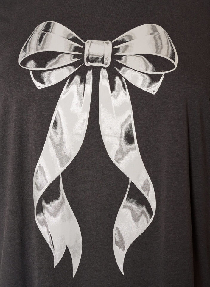 T-shirt i bomull med tryck framtill, Gr&aring;, Packshot image number 2