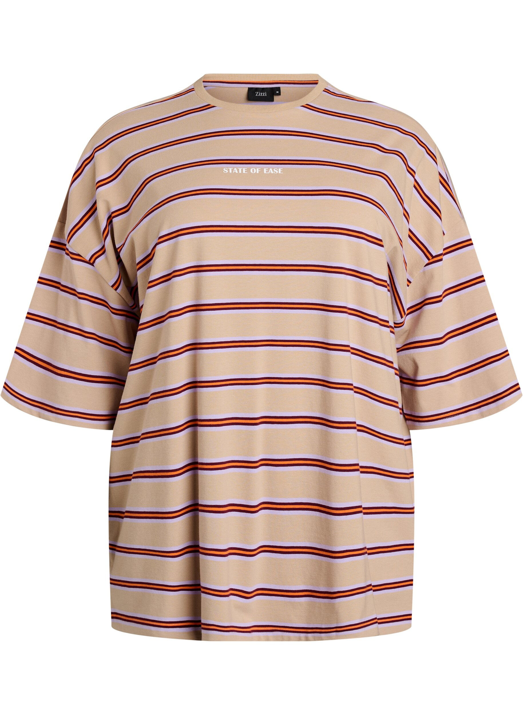 Oversize t-shirt med r&auml;nder och halvl&aring;nga &auml;rmar