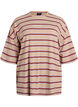 Oversize t-shirt med r&auml;nder och halvl&aring;nga &auml;rmar, Beige, Packshot image number 0