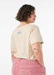 T-shirt i bomull med tryck, Beige, Model image number 2