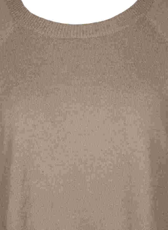 Stickad tröja med knappdetaljer, Silver Min Mel., Packshot image number 2