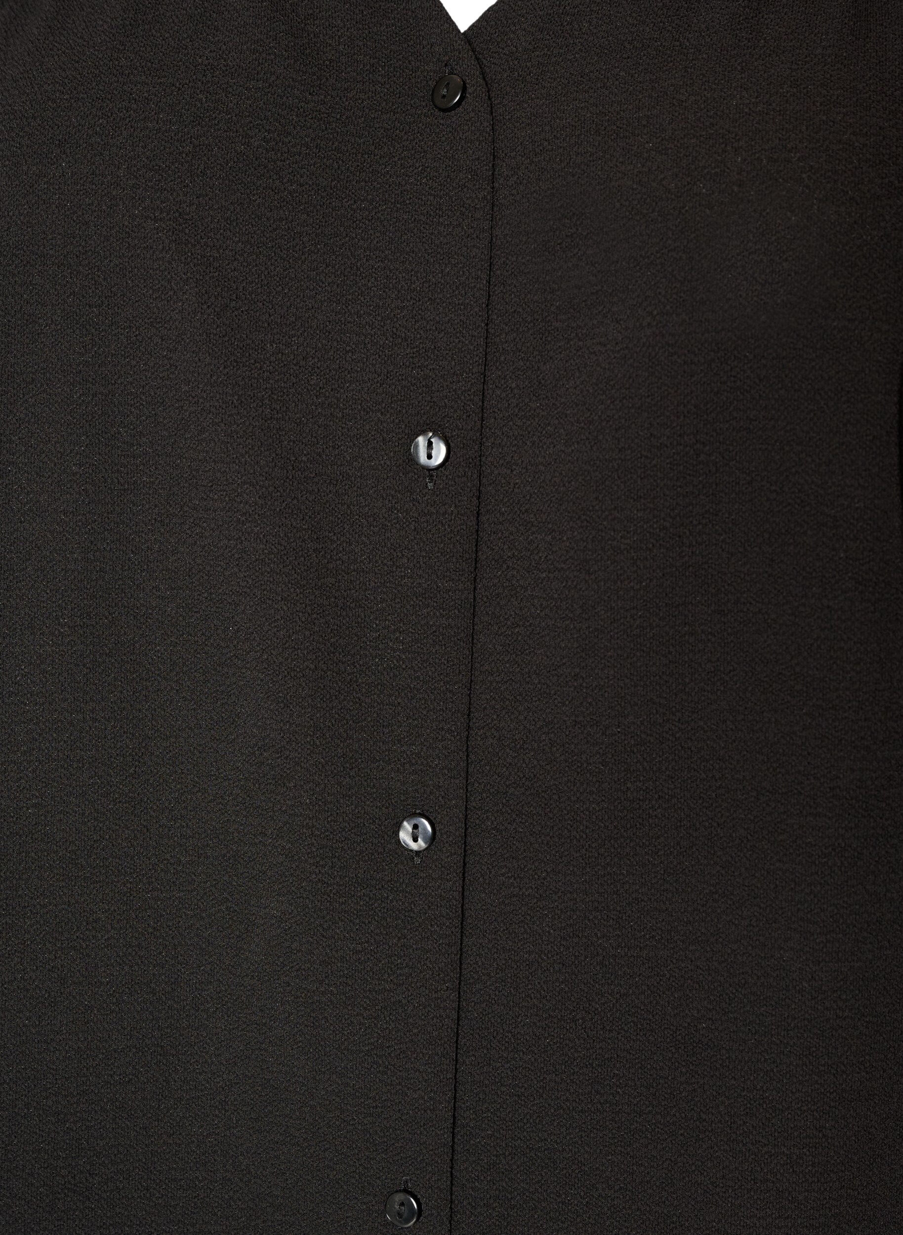 ZizziSkjortblus med halvl&aring;nga &auml;rmar, Svart, Packshot image number 2