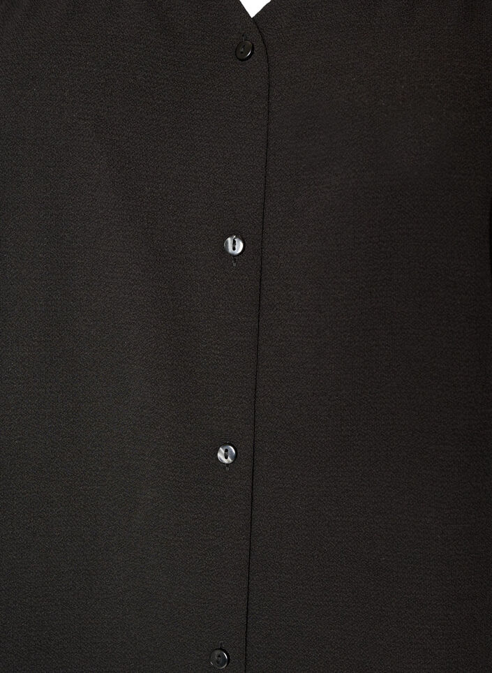 Skjortblus med halvl&aring;nga &auml;rmar, Svart, Packshot image number 2