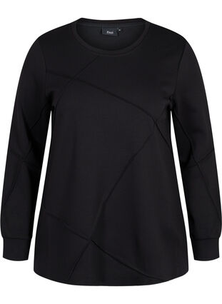 Långärmad tröja med rund halsringning, Black, Packshot image number 0
