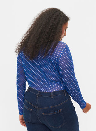 Mesh-tröja med tryck, Classic Blue Dot, Model image number 1