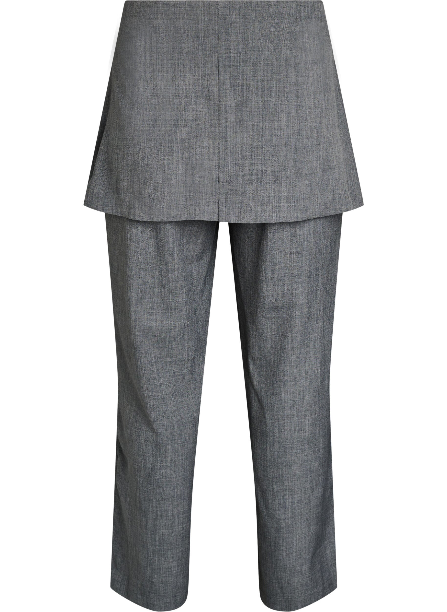 Zizzi Byxor med rak passform och kjol, Gr&aring;, Packshot image number 1