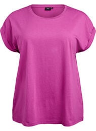 Kort&auml;rmad t-shirt i bomullsblandning, Lila