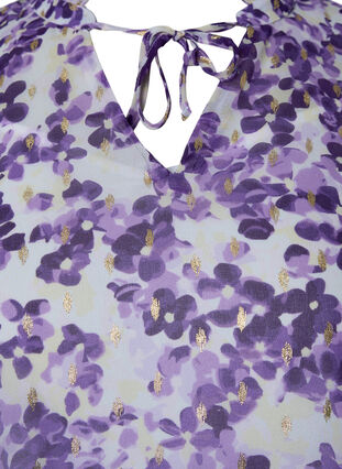 Tunika i blommönster och lurex, Beige/Purple Flower, Packshot image number 2
