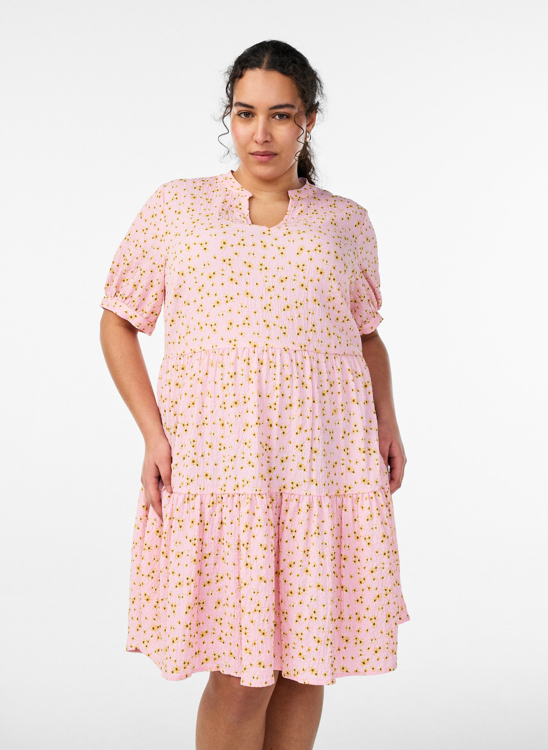 Zizzi Kort a-linjeformad kl&auml;nning, Rosa, Model image number 0