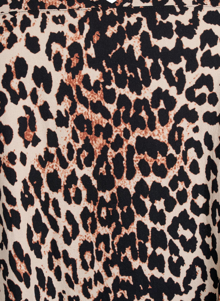 Kort a-linjeformad klänning med leopardmönster, Brun, Packshot image number 2