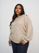 Stickad blus med knappdetalj, Beige, Model image number 0
