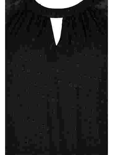 Blus i mönstrad chiffong med halvlånga ärmar , Black, Packshot image number 2