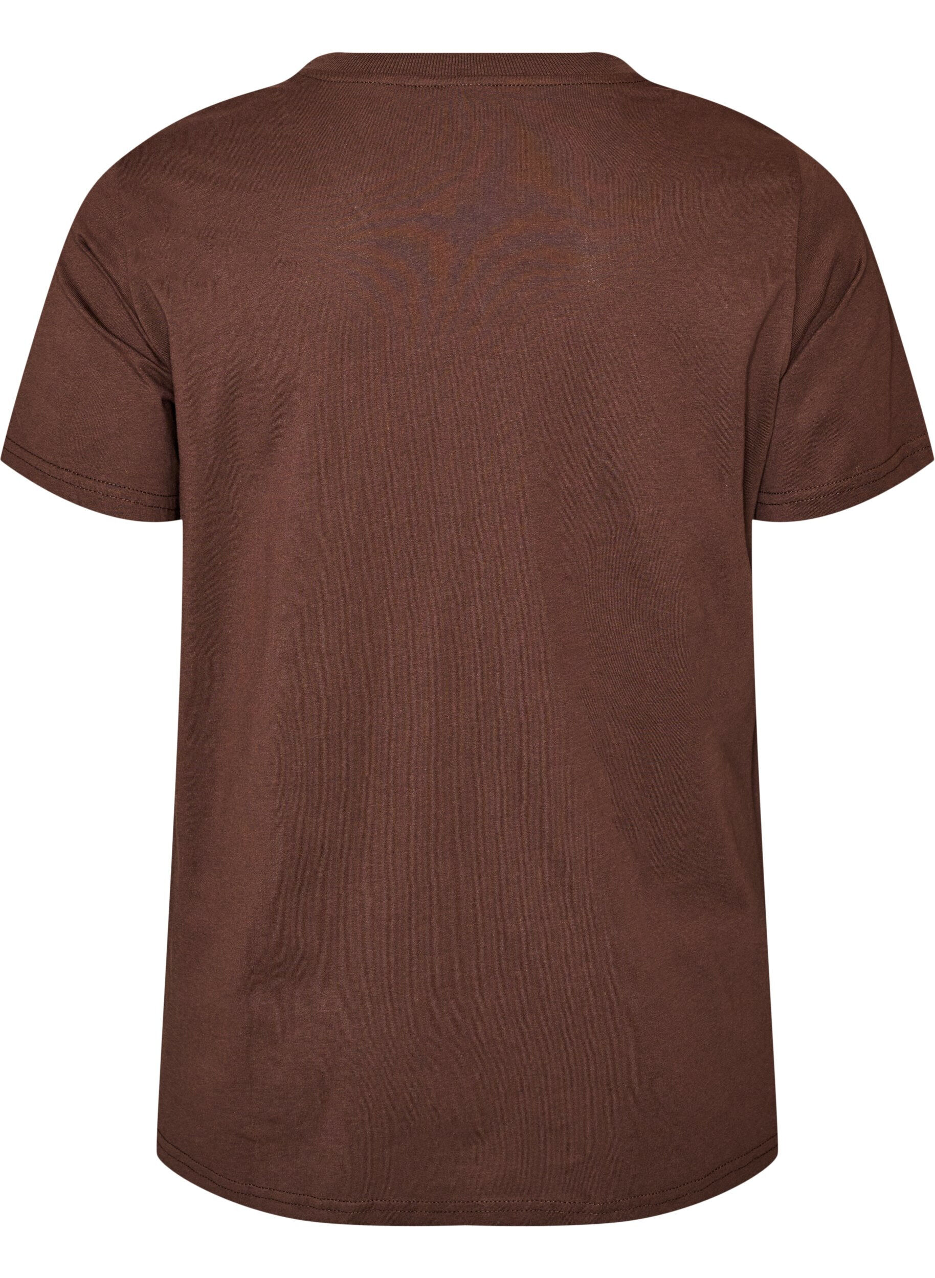 ZizziEnkel t-shirt i bomull med rund halsringning, Brun, Packshot image number 1