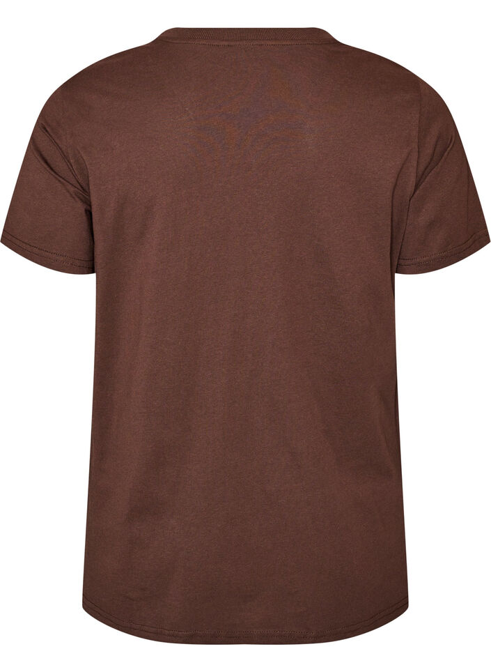 Enkel t-shirt i bomull med rund halsringning, Brun, Packshot image number 1