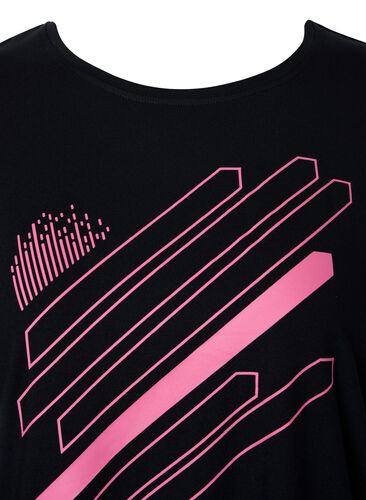Kortärmad träningst-shirt med tryck, Black/Pink Print, Packshot image number 2