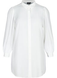 Lång skjorta med lätta puffärmar, Bright White