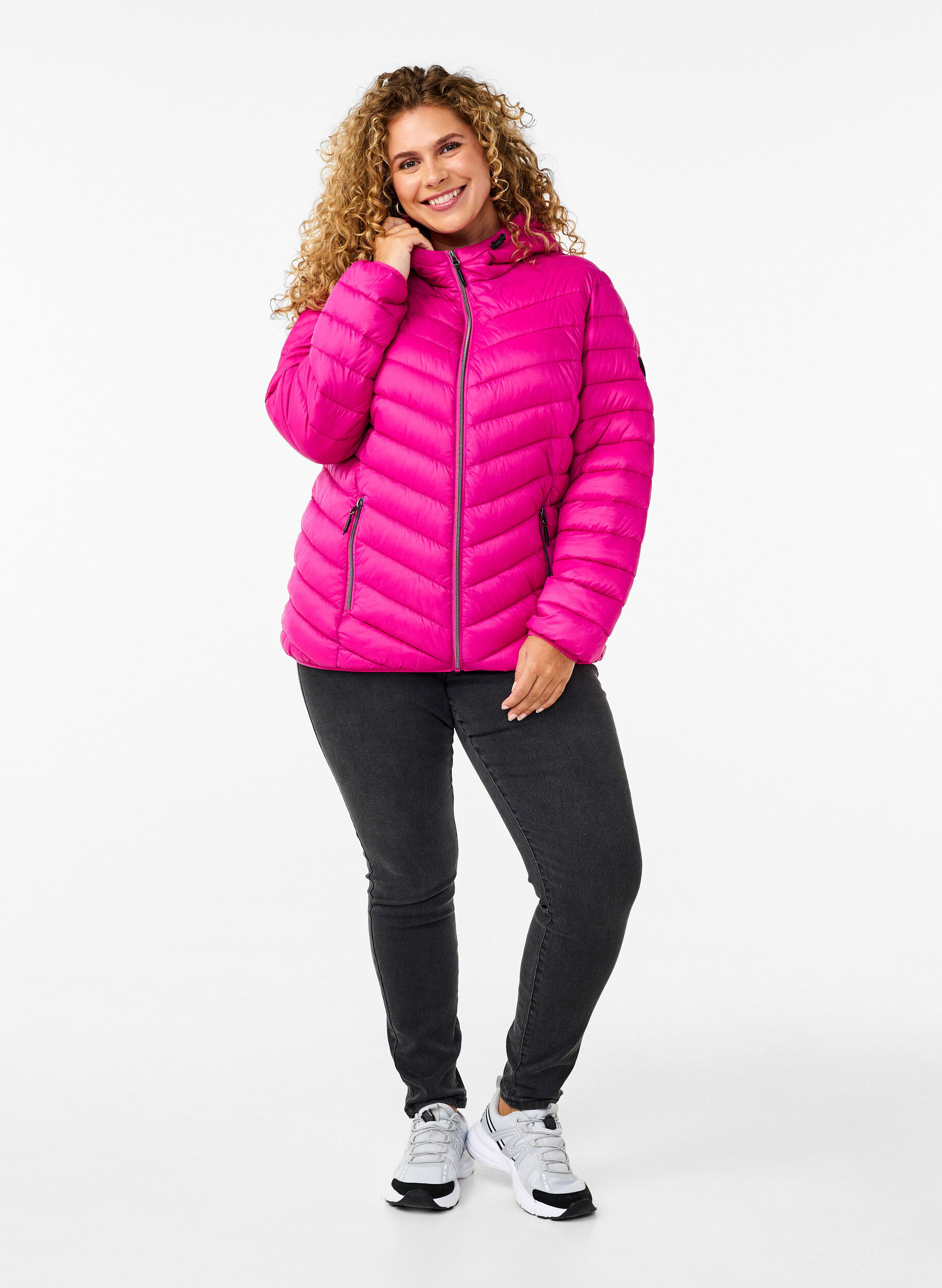 ZizziL&auml;ttviktsjacka med huva, Rosa, Model image number 1