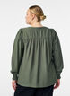 Viskosblus med smock och rynkade detaljer, Gr&ouml;n, Model image number 2