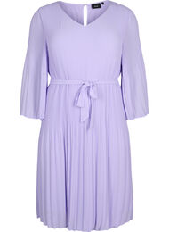 Plisserad klänning med 3/4-ärmar, Lavender, Packshot