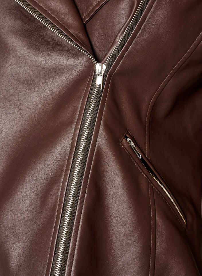 Bikerjacka i l&auml;derimitation, Brun, Packshot image number 2