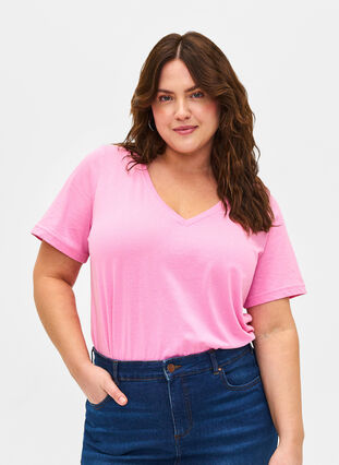 FLASH - T-shirt med v-ringning, Begonia Pink, Model image number 0