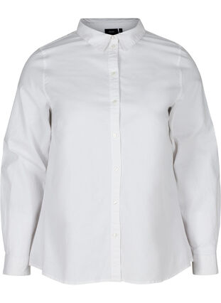 Långärmad skjorta i bomull, Bright White, Packshot image number 0