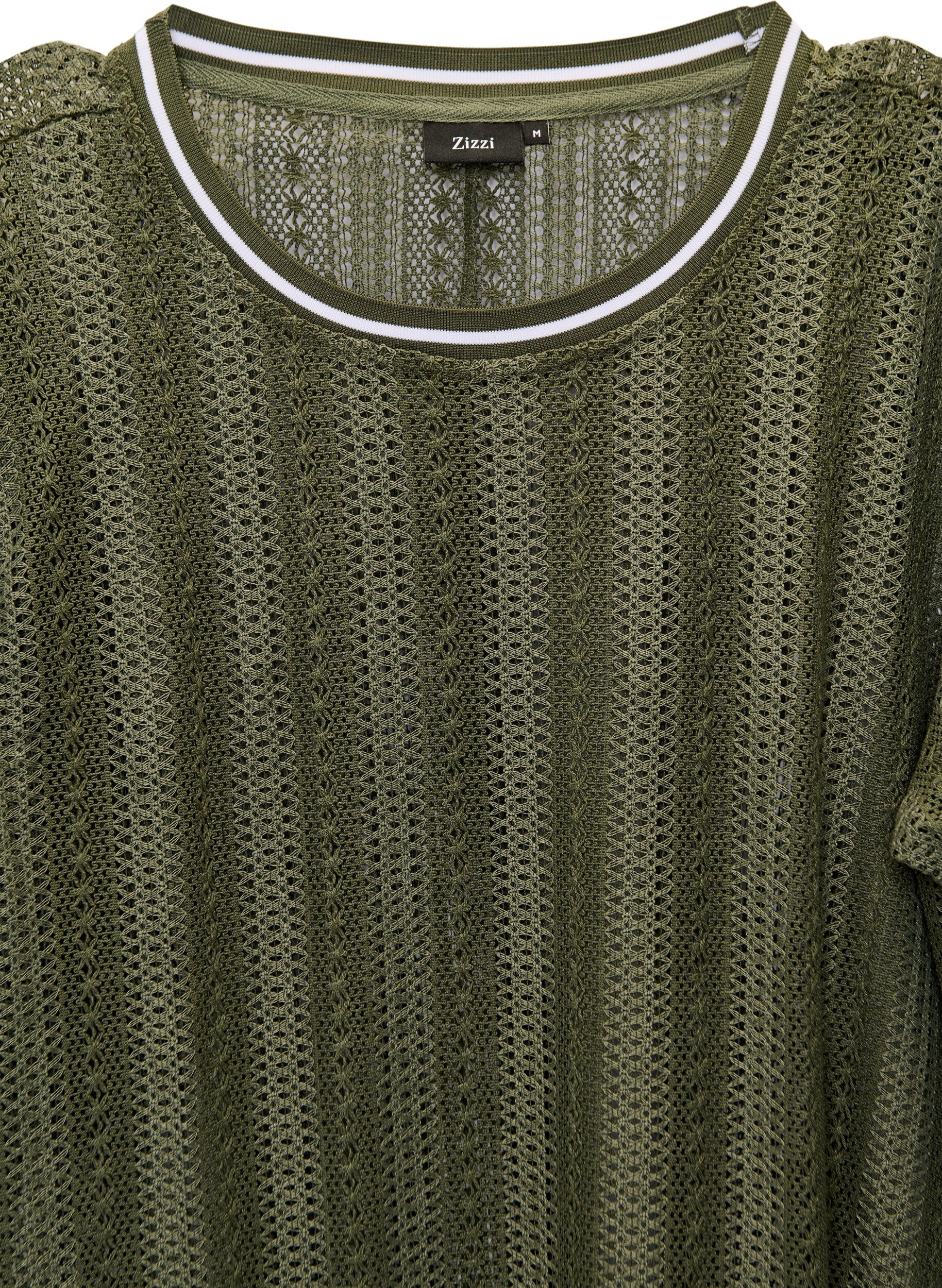 Zizzi Midikl&auml;nning med h&aring;lm&ouml;nster och korta &auml;rmar, Gr&ouml;n, Packshot image number 1