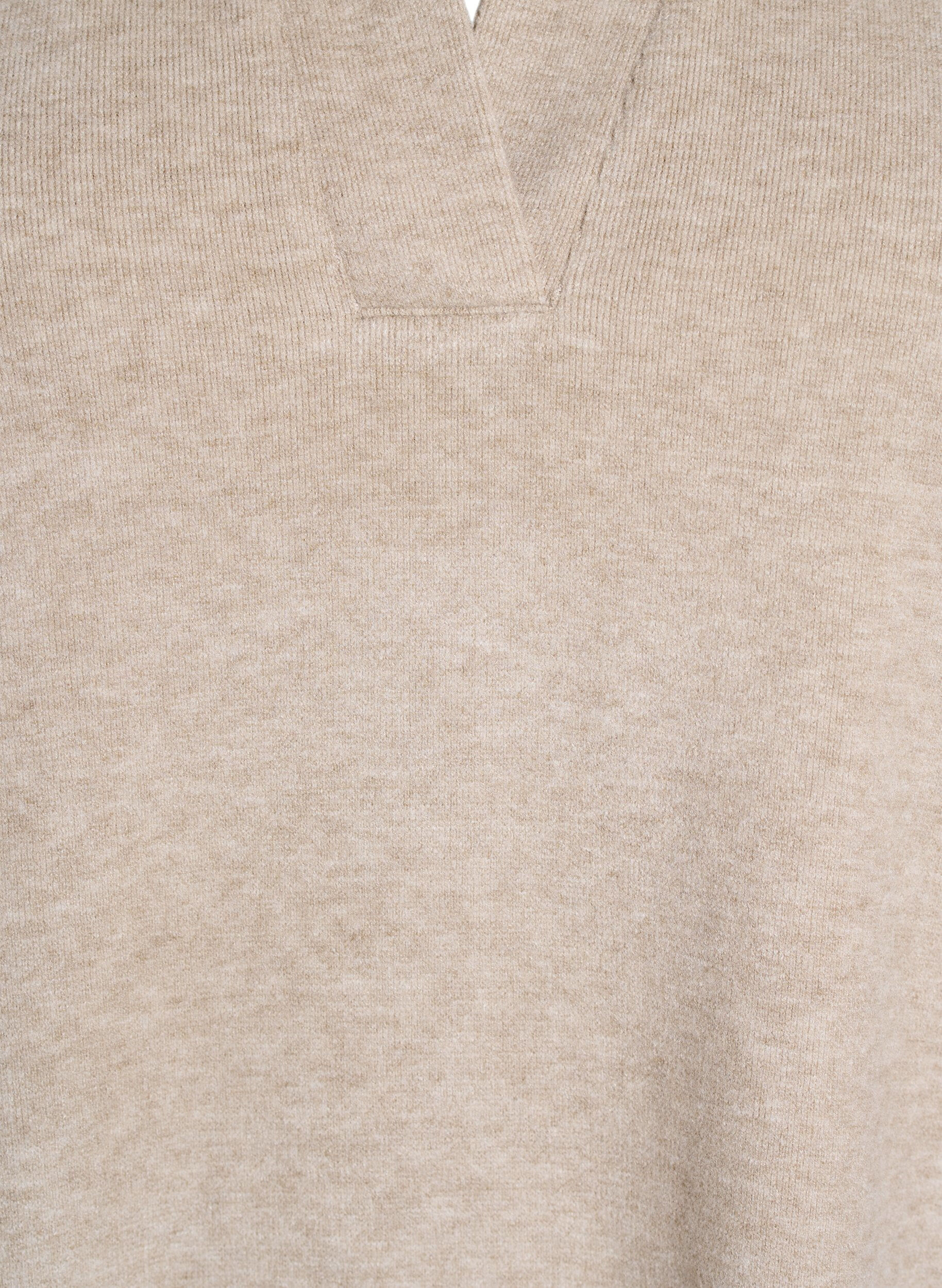 Zizzi Jerseyblus med krage och korta &auml;rmar, Brun, Packshot image number 2