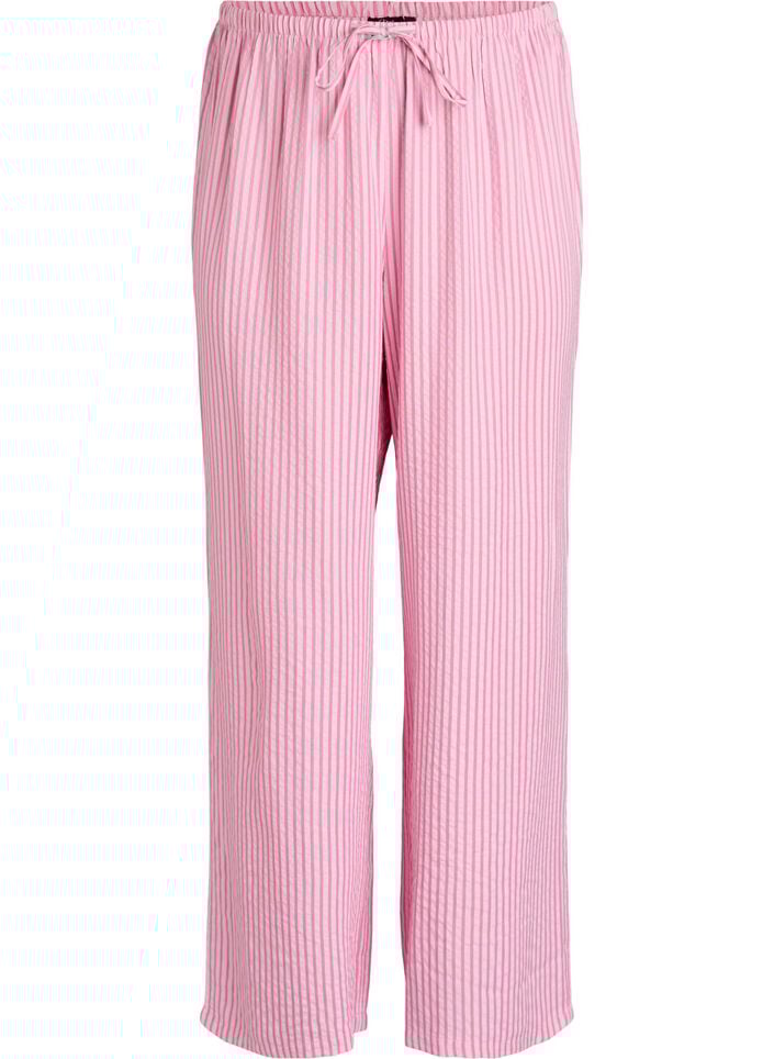 L&ouml;sa pyjamasbyxor i seersucker med h&ouml;g midja, Rosa, Packshot image number 0