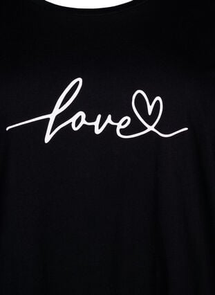 T-shirt i bomull med rund halsringning och tryck, Black W. Love, Packshot image number 2