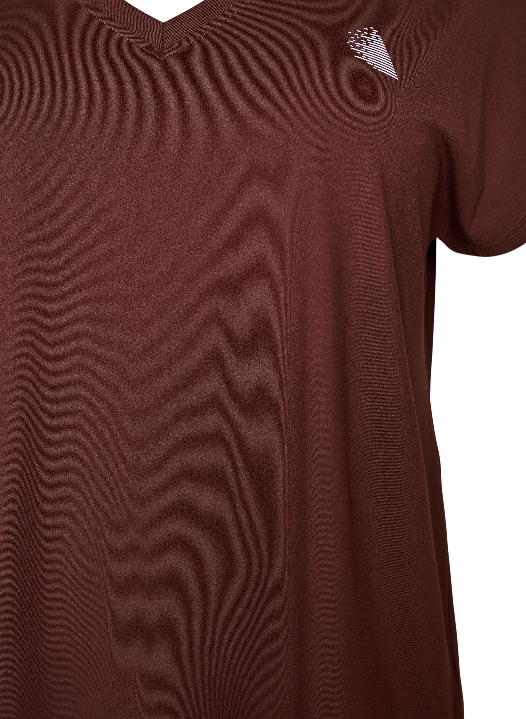 ZizziTr&auml;nings t-shirt med v-ringning och l&ouml;s passform, Brun, Packshot image number 2