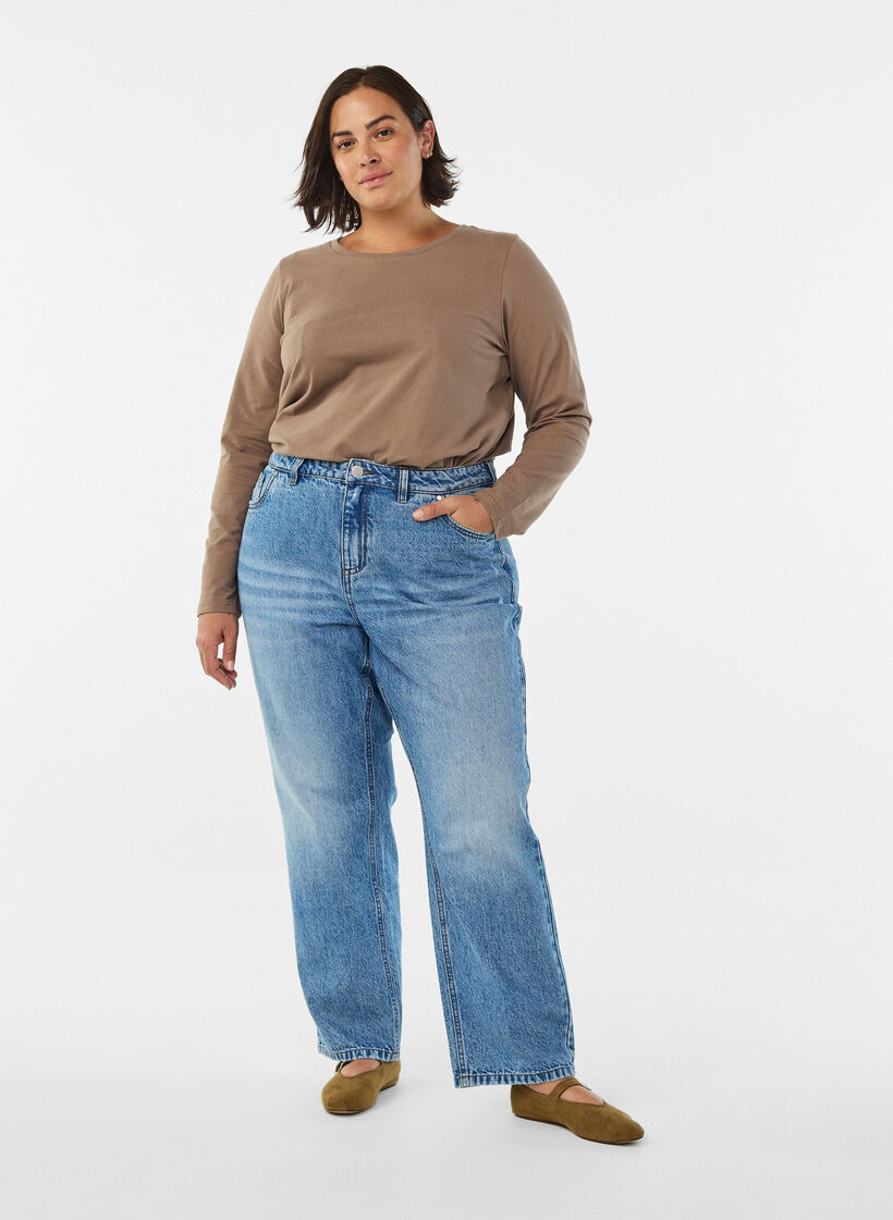 Baslinne i jersey med l&aring;nga &auml;rmar, Brun, Model image number 1