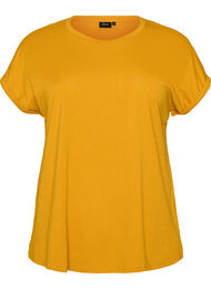 Kort&auml;rmad t-shirt i bomullsmix, Gul