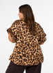 Blus med leopardm&ouml;nster och volangdetaljer, Brun, Model image number 2