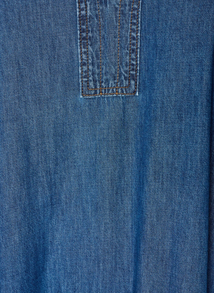 Maxikl&auml;nning i denim med volangv&aring;der, Bl&aring;, Packshot image number 2