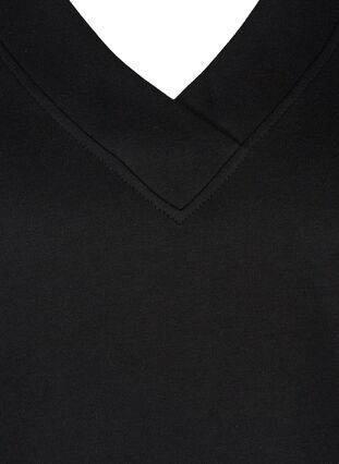 Sweatklänning med v-hals, Black, Packshot image number 2
