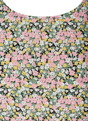 Blommig blus med smock, Pink Flowers AOP, Packshot image number 2